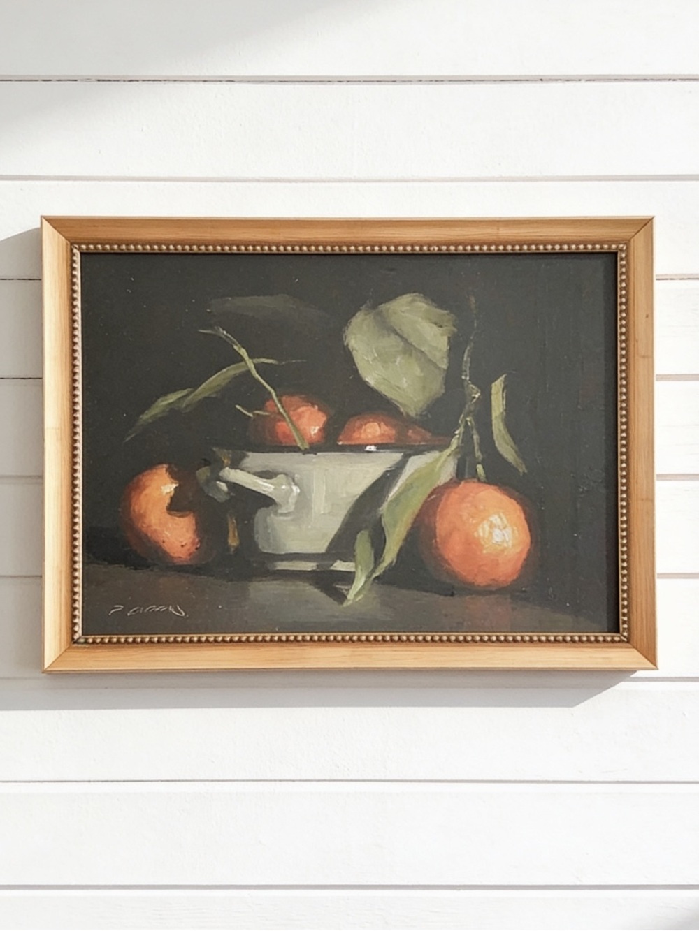 New Vintage Style Gold Framed Still Life Oranges Painting FrenchCountry Wall Art
